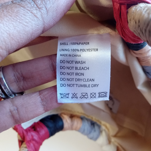 Raffia Crossi handmade paper woven multicolor vacation summer rattan clutch bag - Picture 8 of 9